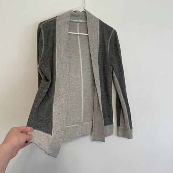 MAURICES Dark Gray Light Gray Colorblock Terry Cloth Open Front Cardigan Sweater - Picture 7 of 14